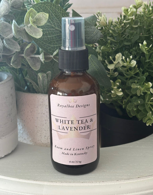 White tea and Lavender room spray sold by Royalbee Designs