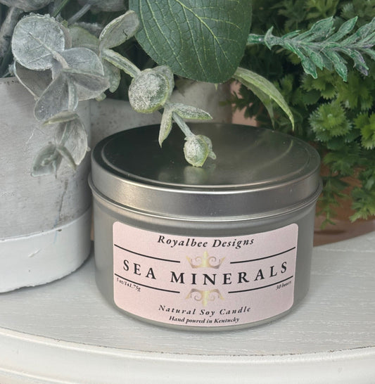 Tin labeled 'Sea Minerals' sold by Royalbee Designs