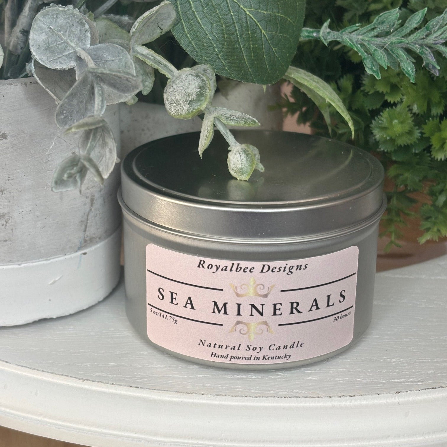 Tin labeled 'Sea Minerals' sold by Royalbee Designs