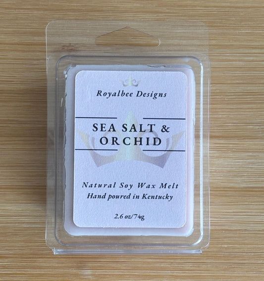 Wax melts labels 'Sea Salt and Orchid' sold by Royalbee Designs
